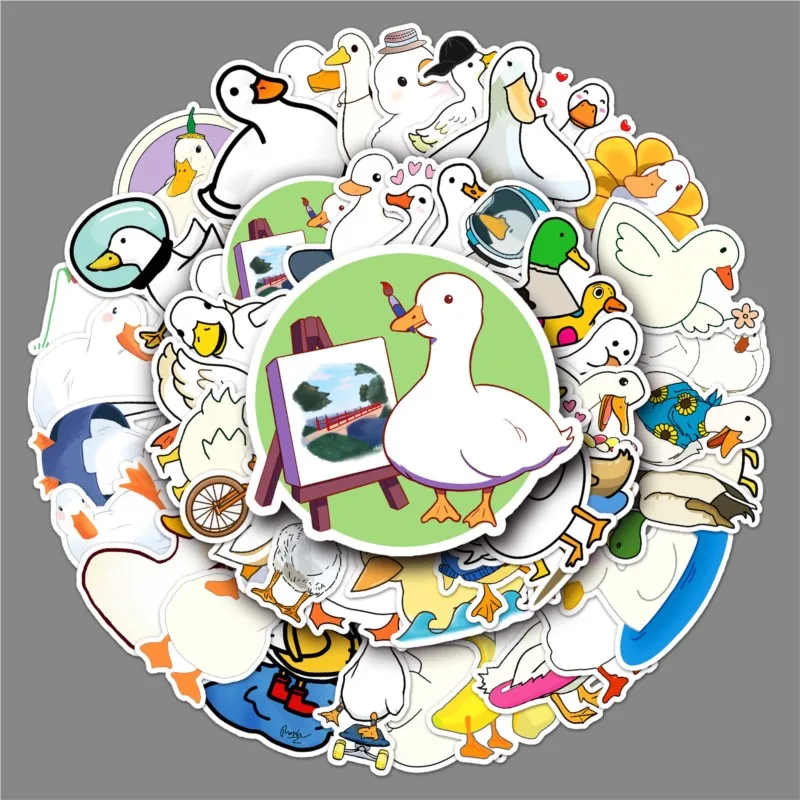 

50 Pcs Cartoon Animal Cute Duck Graffiti Sticker Decoration Refrigerator Notebook Car Guitar Pencil Case Thin Waterproof Sticker