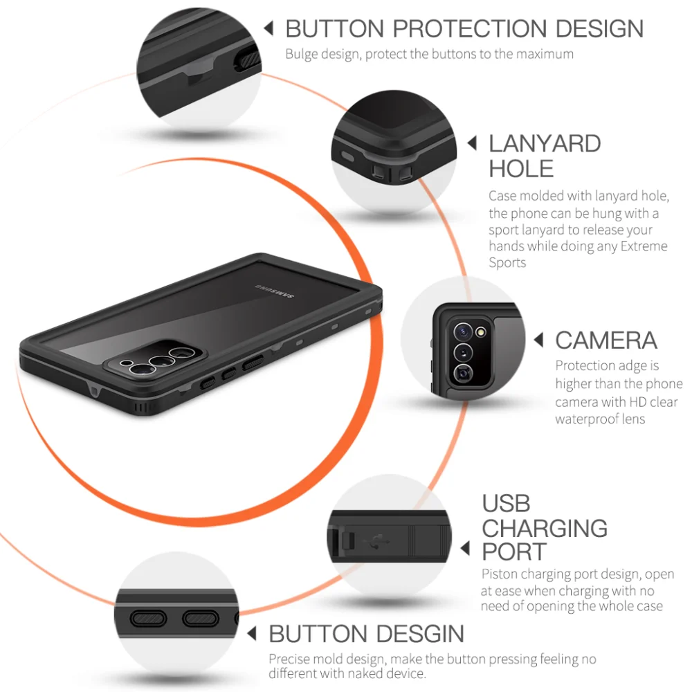 S23 Ultra IP68 Waterproof Case For Samsung Galaxy S22 Note 20 S21 FE S20 Plus A53 A52 A12 A32 A13 Outdoor Swimming Phone Cover