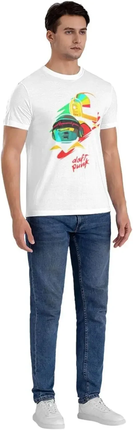 Daft Music and Punk Men's T-Shirt Crewneck Short Sleeve Tee Unisex Casual Printed Tops Shirt Black