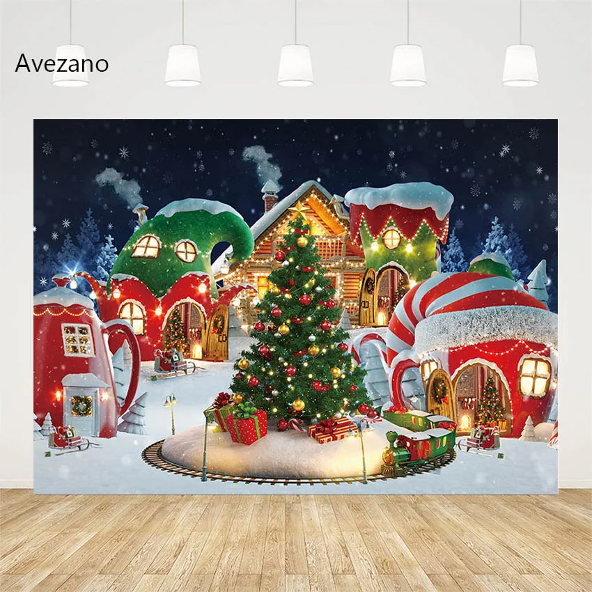 

Рождественские украшения Avezano, фоны для фотосъемки, снесветильник дом, сказочный город, праздничный фон для фотостудии
