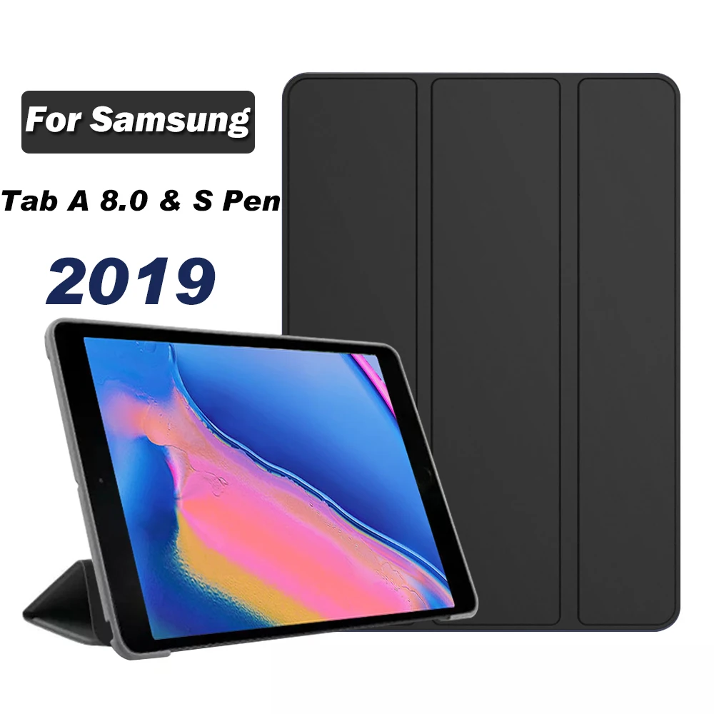 

Для Samsung Galaxy Tab A 8,0 & S Pen 2019 Женская искусственная кожа тройной складной чехол для электронных книг и планшетов для Tab A Plus 8 чехол-подставка