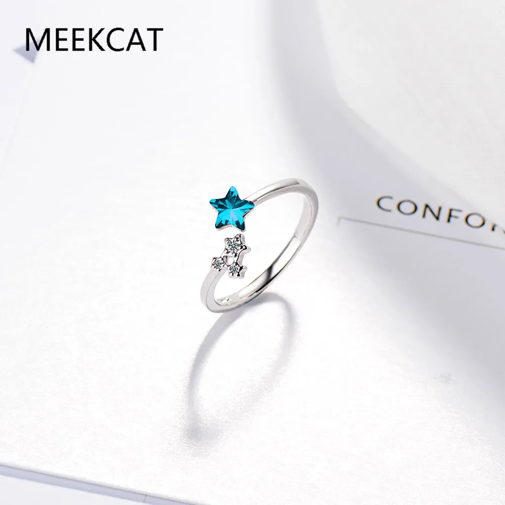 2022 НОВЫЕ классические сапфировые синие звездные цепочки парные кольца для