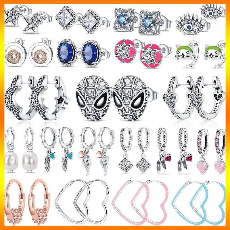 

Spider hero zircon mask stud earrings women unisex earring jewelry circle heart 925 silver earring new in hot multiple styles