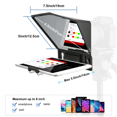 Телесуфлер Desview T2 для iPad, планшетов, смартфонов до 8 дюймов