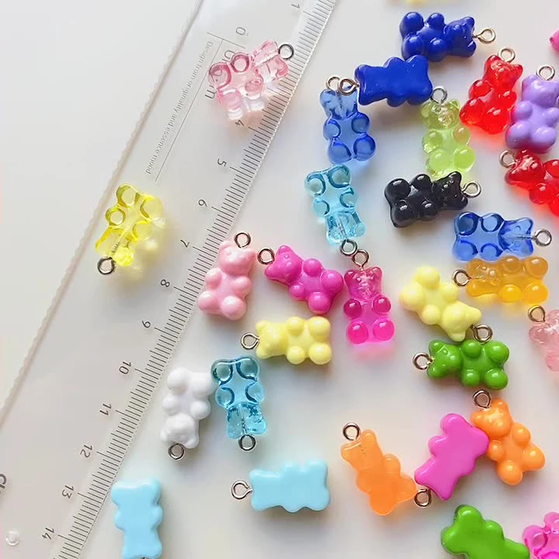 10 шт. Разноцветные Подвески в виде мишки из жевательной резины для браслетов