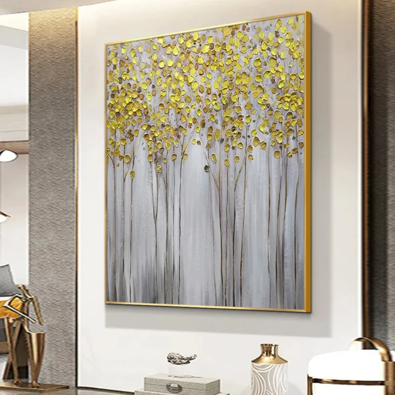 Масляная живопись ручной работы абстрактная 3D золотая маслом на дереве