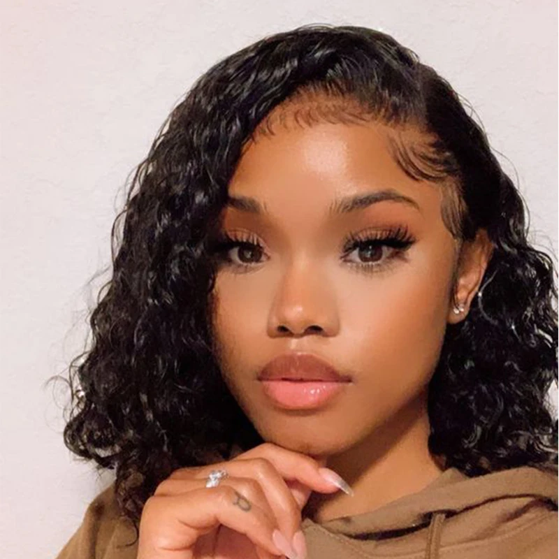 Глубокая волна 13*5*1 кружевной фронтальный парик с предварительно выщипанными