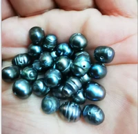 wholesale 10 loose pearls about6 5x7 8mm natural south sea genuine black loose pearl jewelry diy necklace bracelet full drilled