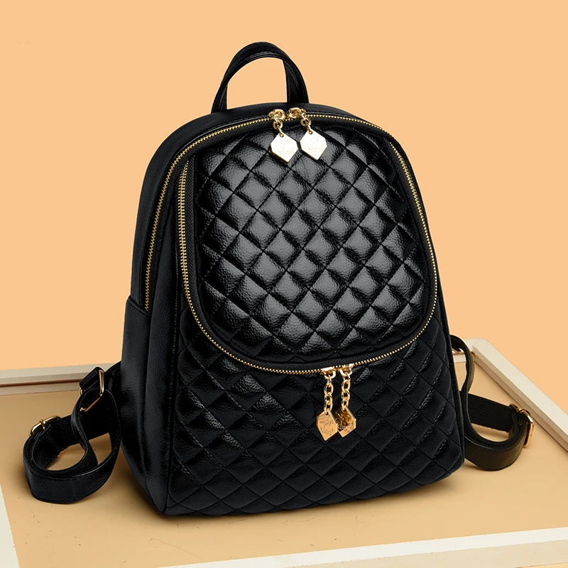 

Backpack 2022 New High Quality Soft Leather Leisure Travel Large Capacity School Bags For School Teenage Girls Women's Backpack