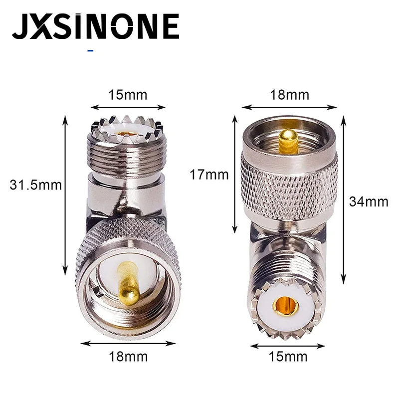JXSINONE 5 шт. УВЧ SO239 гнездо до PL259 прямоугольный 90-градусный радиочастотный разъем |