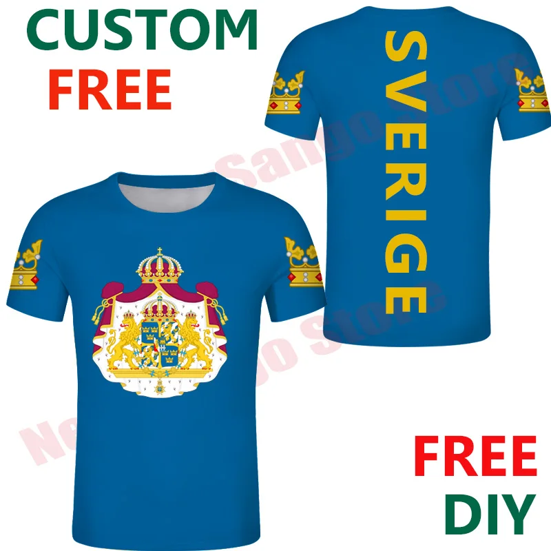 Шведская свободная футболка на заказ футболки SWE с изображением флага и эмблемы