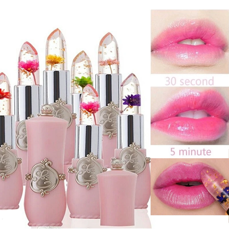 

6 Colors Flower Transparent Lipstick Lasting Moisturizer Crystal Jelly Lipsticks Temperature Color Changing Lip Balm Lips Care