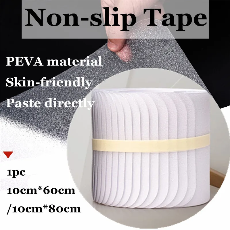 2 Sizes 10CM*60/80CM Step Bathroom PEVA Non-slip Tape Skin-friendly Waterproof Rubber Transparent Sticker Home Essentials | Дом и сад
