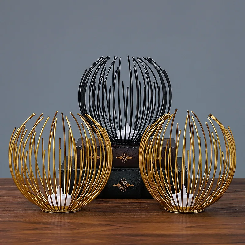 

Nordic luxury creative candle holder wrought iron ornaments living room table romantic candlelight dinner wedding props
