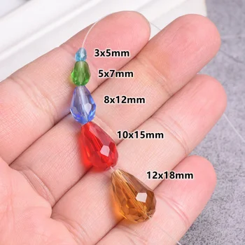 Teardrop Pear Shape Faceted Crystal Glass 5x3mm 7x5mm 12x8mm 15x10mm 18x12mm Loose Crafts Beads for Jewelry Making DIY 4