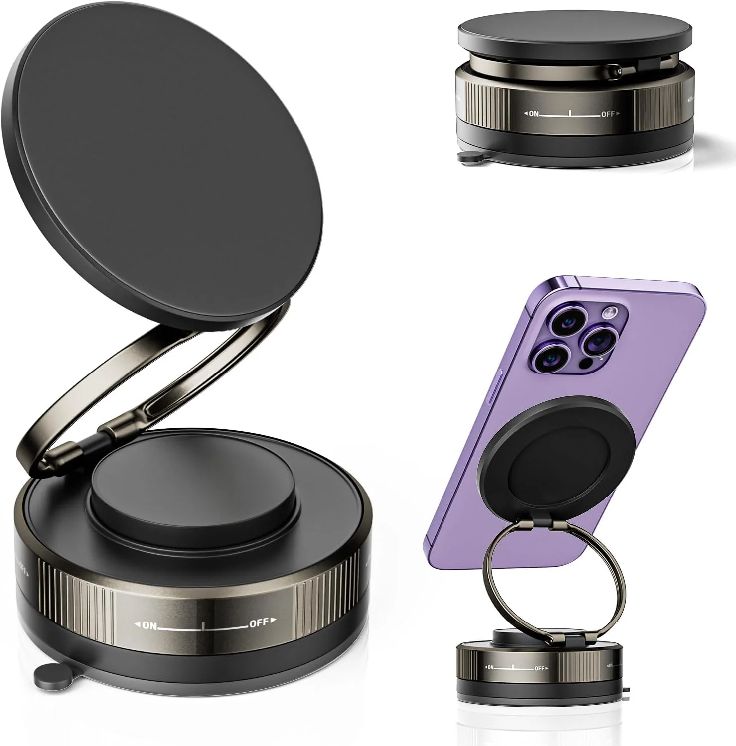 

Вакуумный магнитный держатель телефона — модернизированный на 360° ° Вращающееся крепление для телефона на присоске, складн...