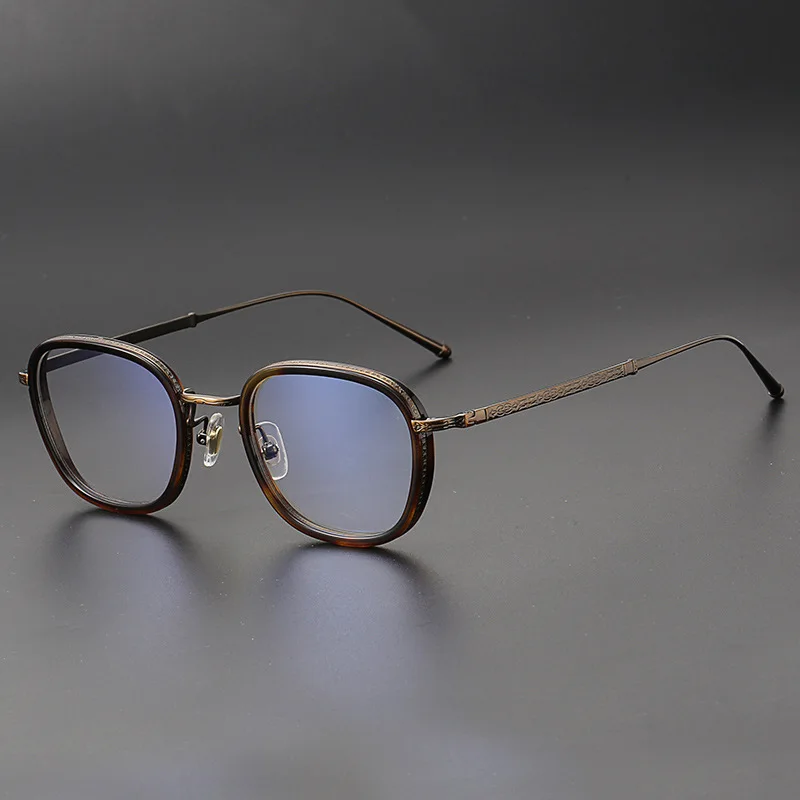 Zerosun Titanium Reading Glasses Male Women +150 200 Bronze Tortoise Eyeglasses Frame Men High-end Quality Black Spectacles