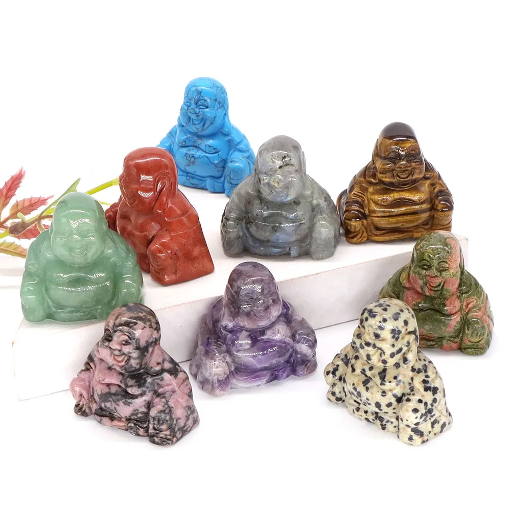 

1.5" Maitreya Buddha Statue Natural Stone Healing Crystal Fengshui Spiritual Belief Figurine Pray Wealth Lucky Crafts Home Decor