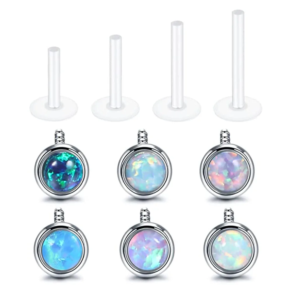 

Clear Lip Rings Stud 16G Monroe Ashley Labret Medusa Plastic Piercing Jewelry Opal Helix Cartilage Earrings Retainer Sensitive