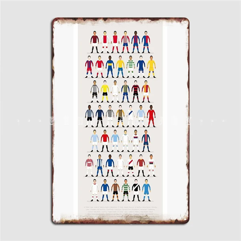 

Football Kits Of The World Metal Sign Wall Cave Cave Pub Custom Wall Decor Tin Sign Poster