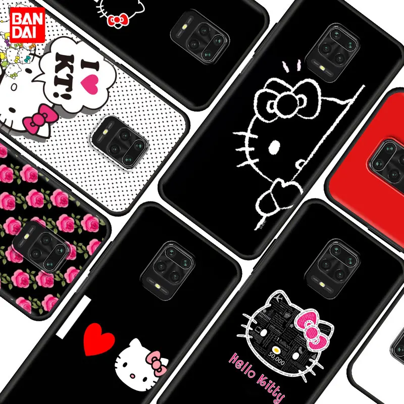

Hello Kitty Flower Red Cool Case for Redmi Note 9S 9 10 10Pro 11 Pro Plus 11T 8 8Pro 8T 7 4G 5G Cover Capinha Silicone Black