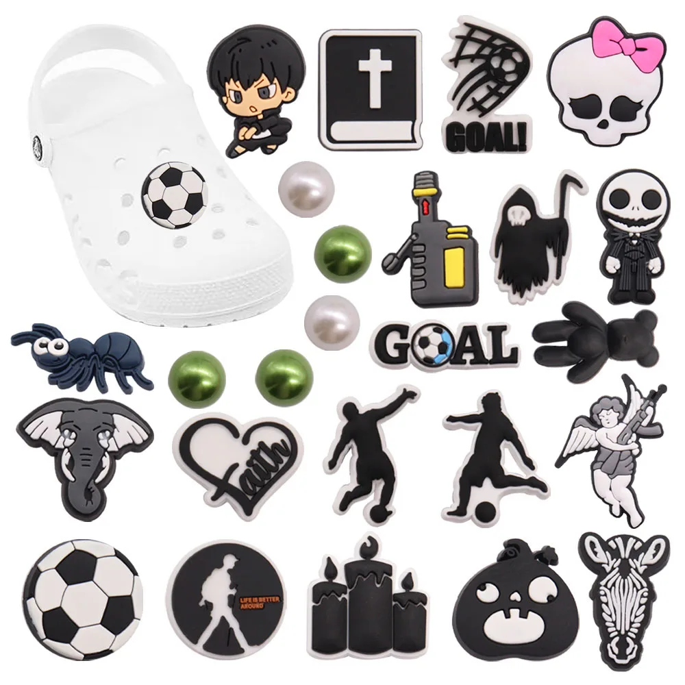 

1-25Pcs PVC Shoe Charms Elephant Zebra Ant Ghost Football Buckle Clog Decorations Fit Wristbands Croc Jibz Kids Party Gift