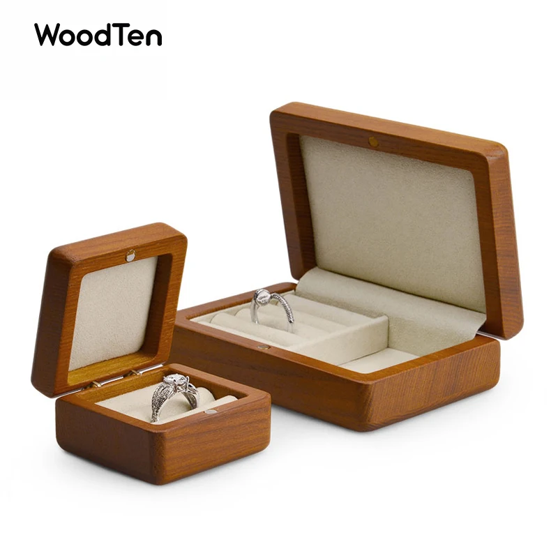 

WoodTen Organizer Case for Ring Earring Jewelry Display Box Jewelry Prop Storage Showcase with Solid Wood Microfiber