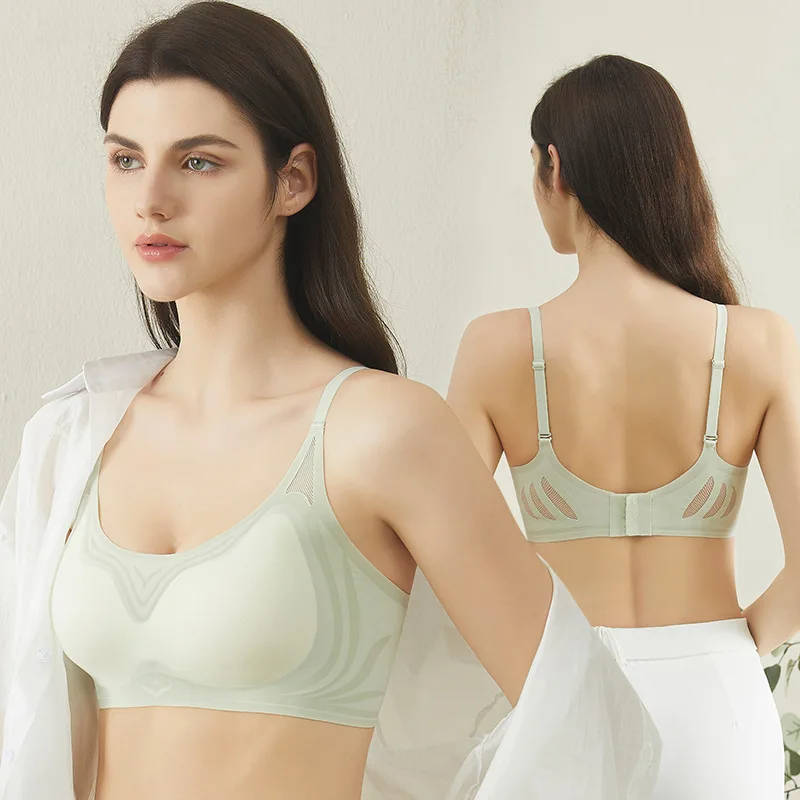 The New Summer Push Up Bra for Women Ultra Thin Sexy Female Underwear Mesh Breathable Seamless Backless Bra No Rims Top Women