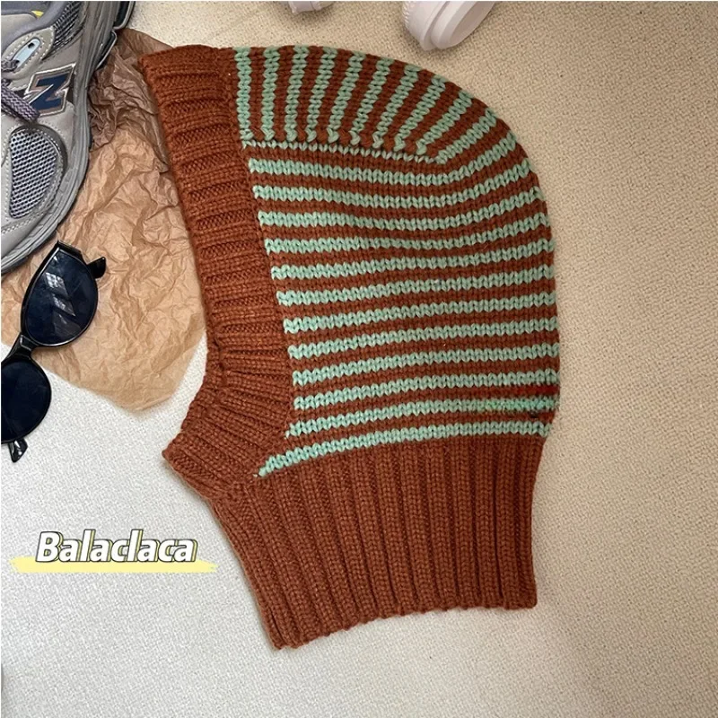 Корейские винтажные полосатые балаклавы в стиле Instagram