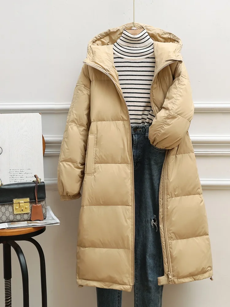 New Women Long Down Jacket Casual Style Autumn Winter Coats And Parkas Female Outwear