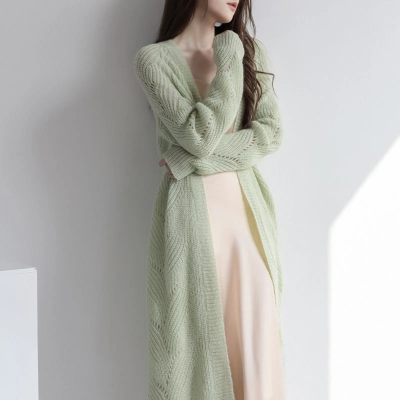

Long Sunscreen Hollowed Sweaters Female Shawl Cardigan Elegant Knit Lightweight Korean Knitwear Tops Out Summer Women Aesthetics