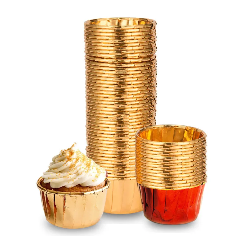 

50pcs Rolled Muffin Paper Cup Greaseproof Cupcake Wrapper Paper Tray Muffin Cupcake Baking Cup Cupcake Liners For Wedding Party