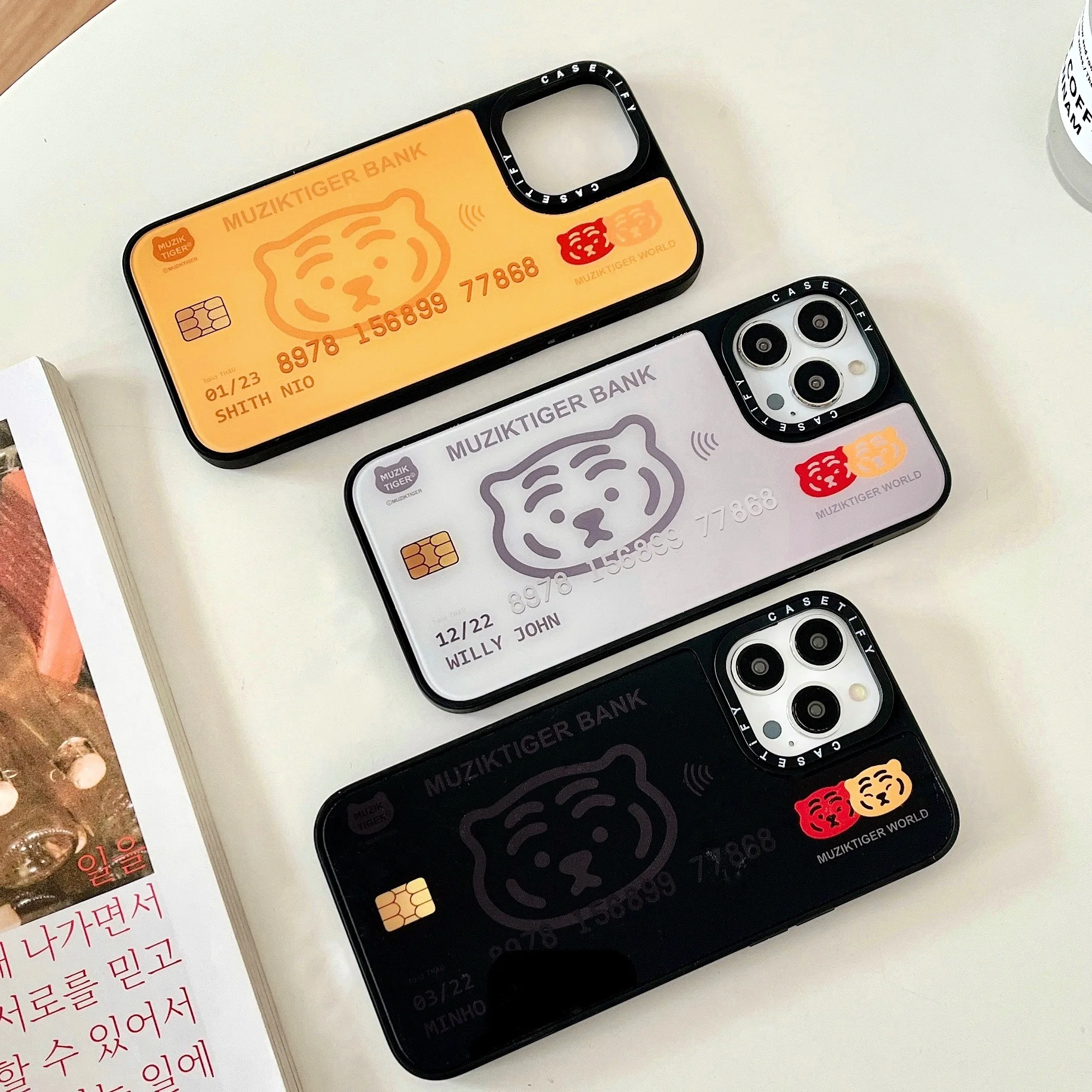 

Fashion Premium Cute Funny Cartoon Tiger Bank Card Shockproof Soft Silicone Phone Case for 11 12 13 Pro Max X XR XS 8 7 Plus