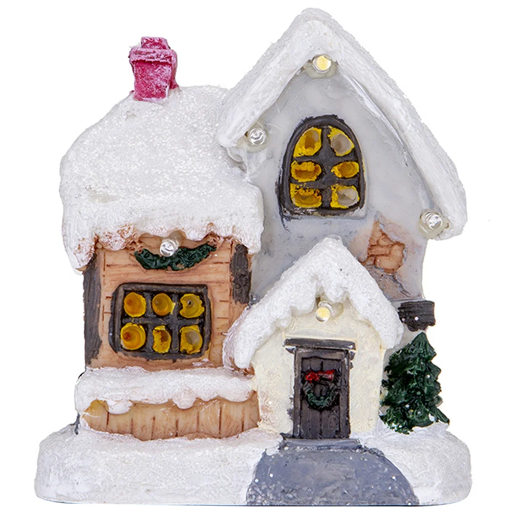 

Christmas Village House Houseslightgift Lighted Resin Decor Decoration Ornament Display Glowing Town Led Statue Accessories