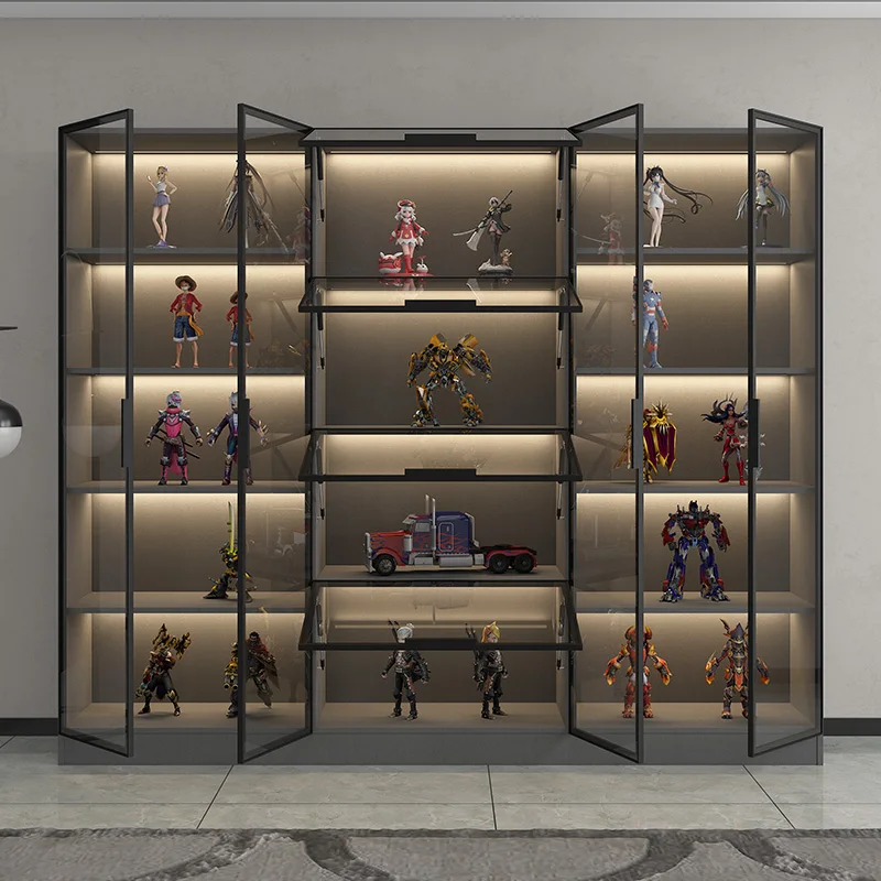 Роскошный цельнодеревянный игрушечный гаражный набор шкаф Lego стеклянная дверь