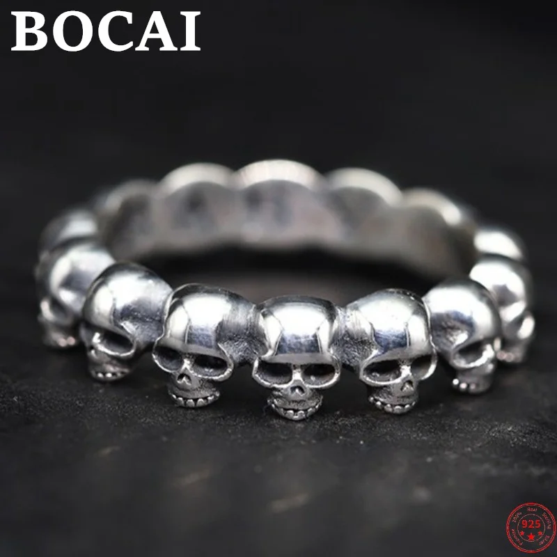 

BOCAI S925 Sterling Silver Rings for Men Women Couple Closed Retro 2022 Trendsetter Puck Hand Ornaments Pure Argentum Jewelry