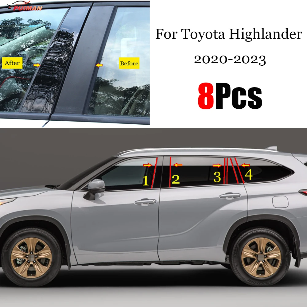 

8 шт., защитные наклейки для Toyota Highlander 2020 2021 2022 2023