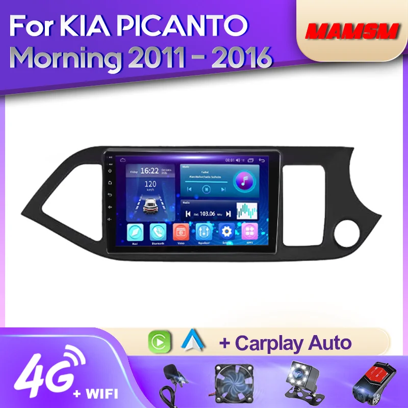 

Автомобильный радиоприемник MAMSM 2K QLED Android 12 для KIA PICANTO Morning 2011 - 2016 RHD мультимедийный видеоплеер Стерео GPS Carplay Авторадио