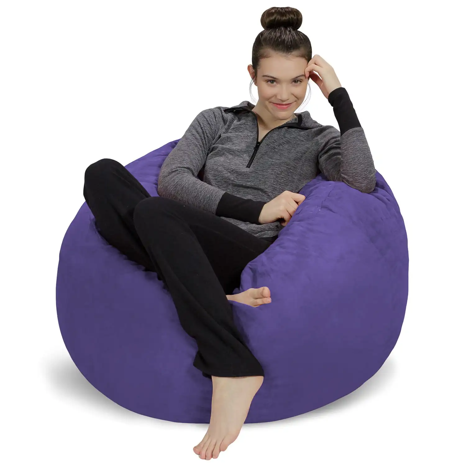 

Sofa Sack Bean Bag Chair, Memory Foam Lounger with Microsuede Cover, Kids, 3 ft, Purple lazy sofa beanbag