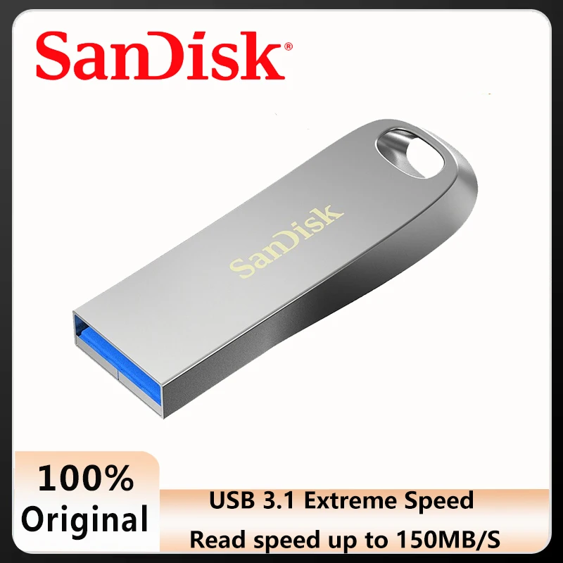 

SanDisk Flash Drive Ultra Luxe USB 3.1 Gen1 up to 150MB/s 64GB 128GB 256G Metal Memory Stick Pendrive CZ74 For Laptop Tablet Car