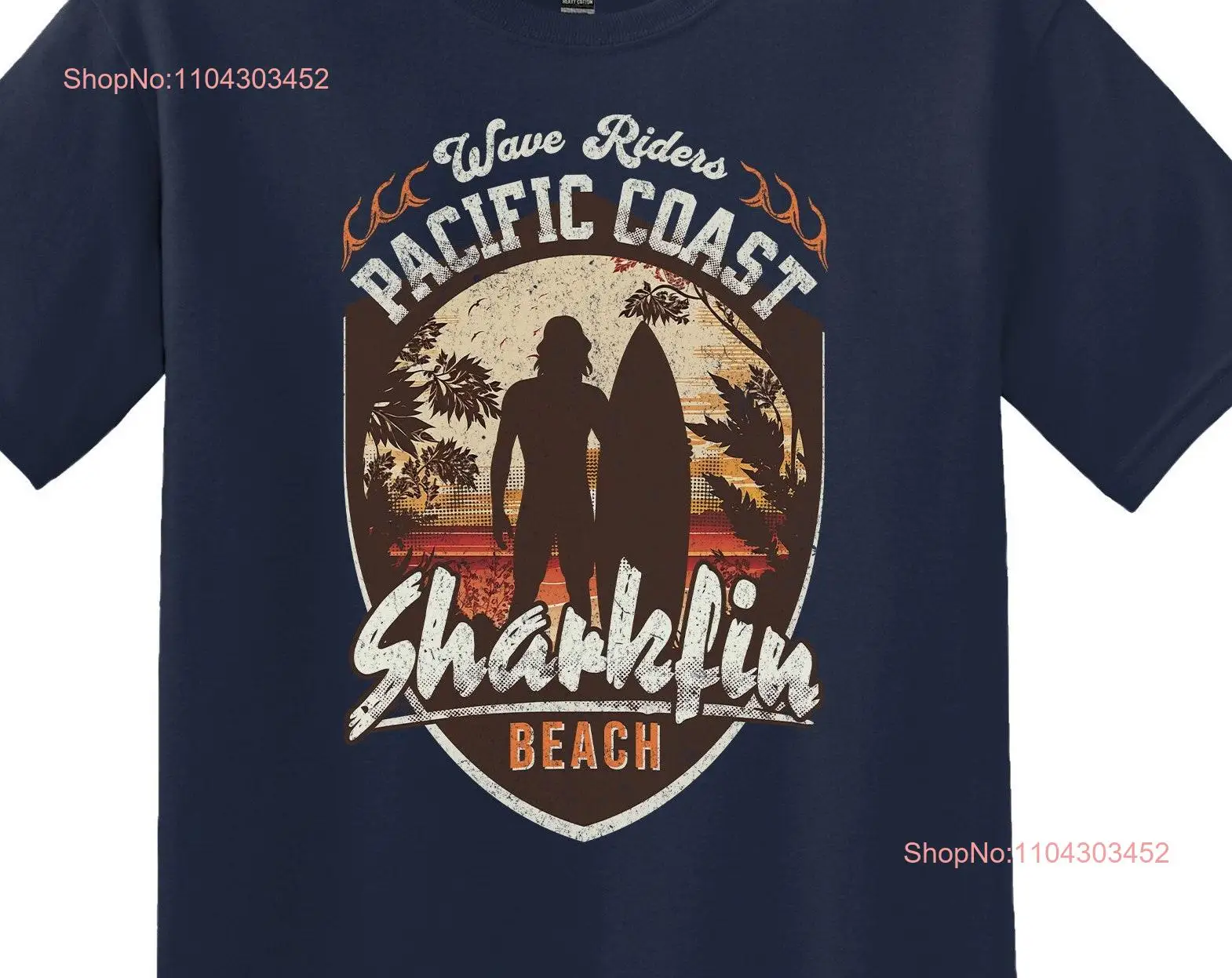 Пляжная футболка Sharkfin в стиле ретро серфинг вечеринка для серфинга Pacific Coast Wave Riders