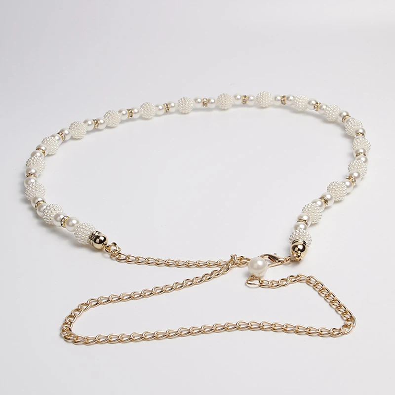 

2022 Elegant Tassel Chain Belt Shell Pearl Metal Women's Dress with Slim belt Wedding Party Waist Decoration Belt