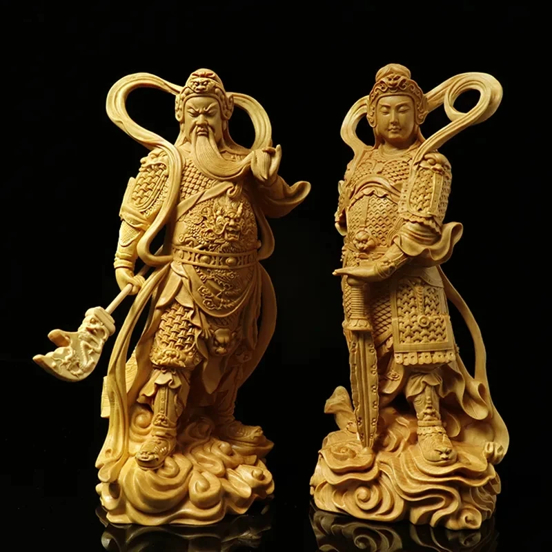 Деревянная статуя Гуань гонг, статуя бога ворот витуо, традиционная ручная работа, домашний декор для гостиной комнаты, фэн-шуй, статуя 16 см/6,28 дюйма