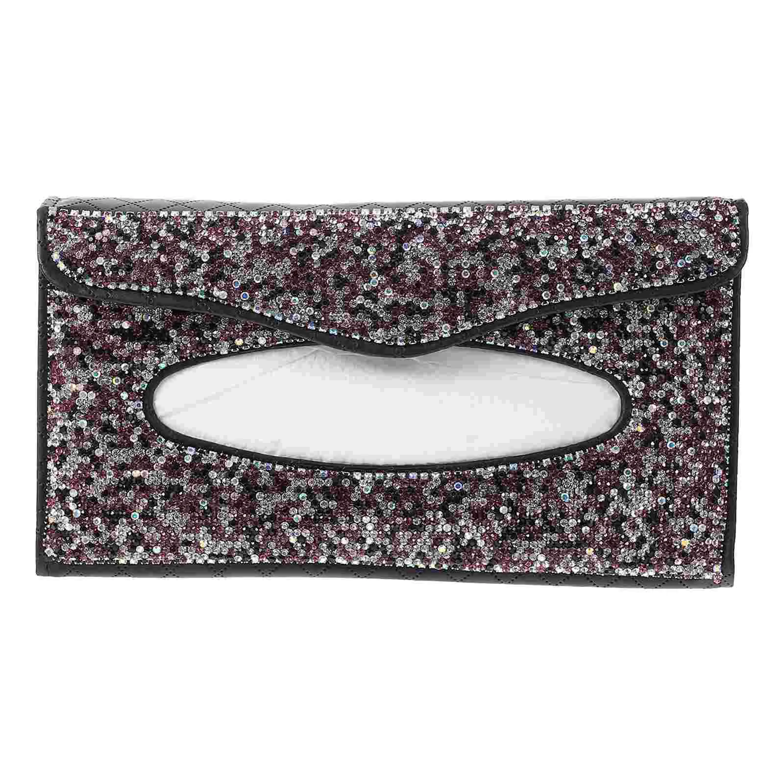 

Holder Tissue Car Napkin Visor Bling Sun Hanging Pu Clip Towel Paper Container Masks Auto Crystal Backseat Crystals Case Box