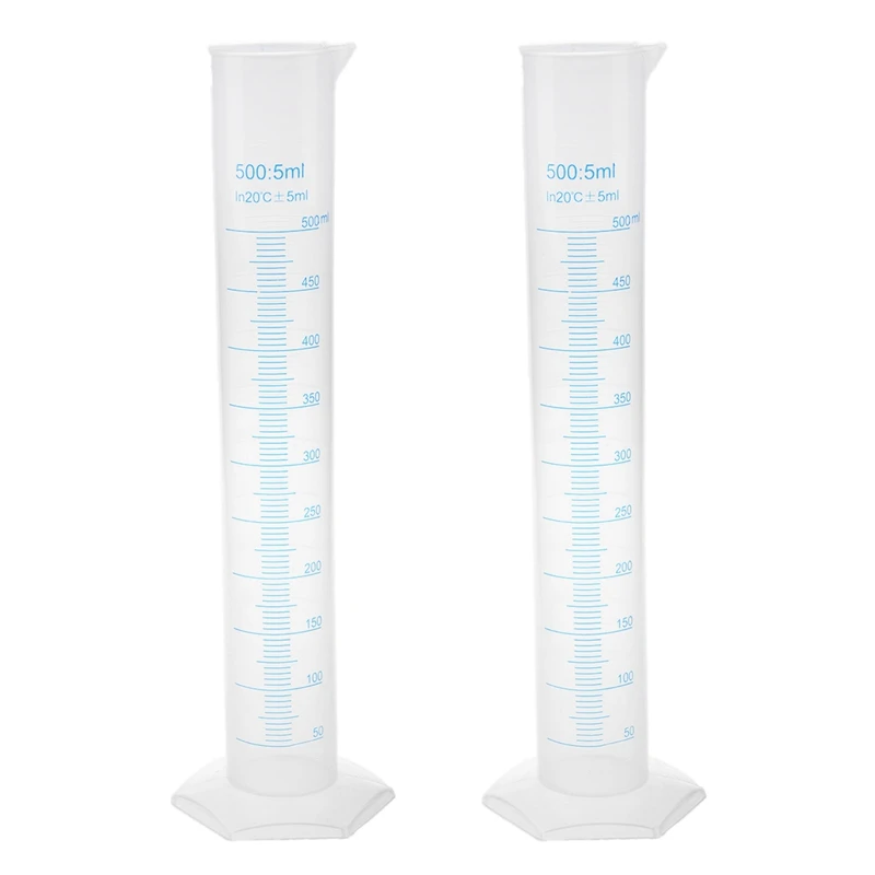 

2X 500 Ml Plastic Transparent Graduated Tube.