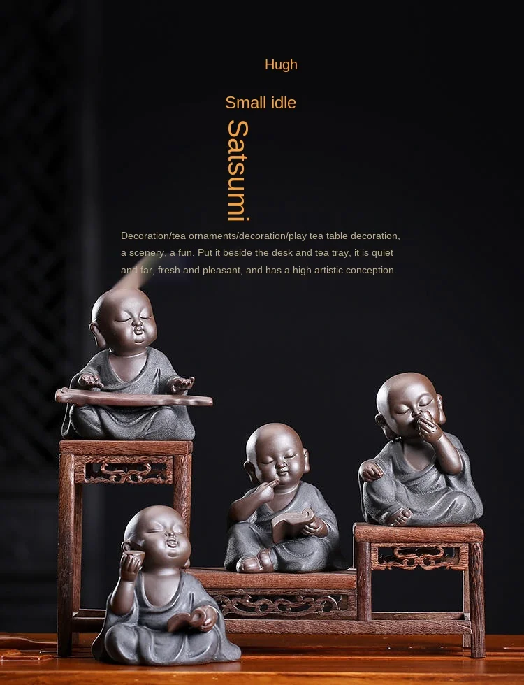 

Purple Sand Tea Pet Boutique Tea Children Cool Kung Fu Tea Utensils Supportable Zen Little Monk Ornaments Yixing Zen Decor