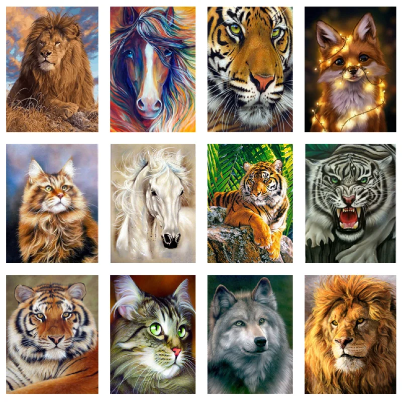 

Алмазная живопись, животные, тигр, кот, Лев, 5D, алмазная вышивка своими руками, полная круглая Алмазная Вышивка крестиком, мозаичная картина, ...