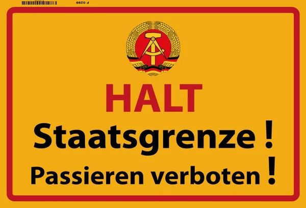 Остановка штата грензе! Der DDR Blechschild Metallschild Schild жестяной знак