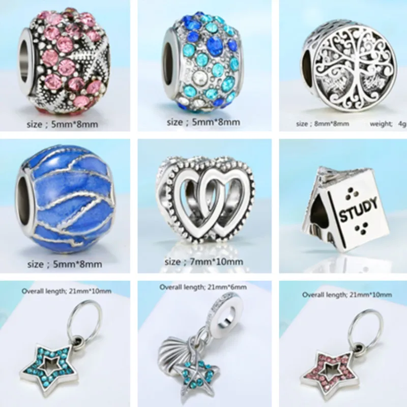

New Diamond-encrusted Alloy Big Hole Beads Love Star Pendant DIY Jewelry Accessories1pcs