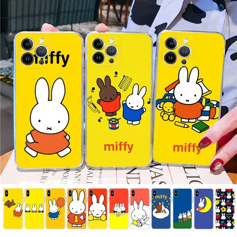 

BANDAI Miffy Phone Case for iPhone 11 12 13 mini pro XS MAX 8 7 6 6S Plus X 5S SE 2020 XR case